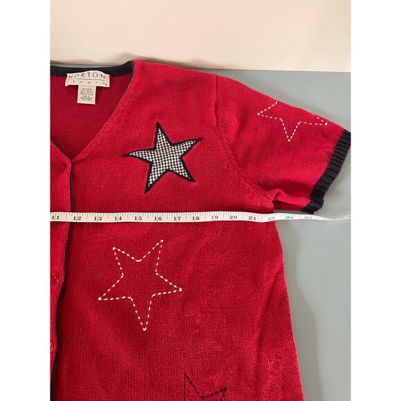 Norton Studio vintage Americana womens red short sleeve cardigan size L - Picture 5 of 6
